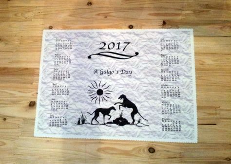 abwaschbare Unterlage - Kalender 2017 mit Windhund-Motiv, ca. 48x34cm)